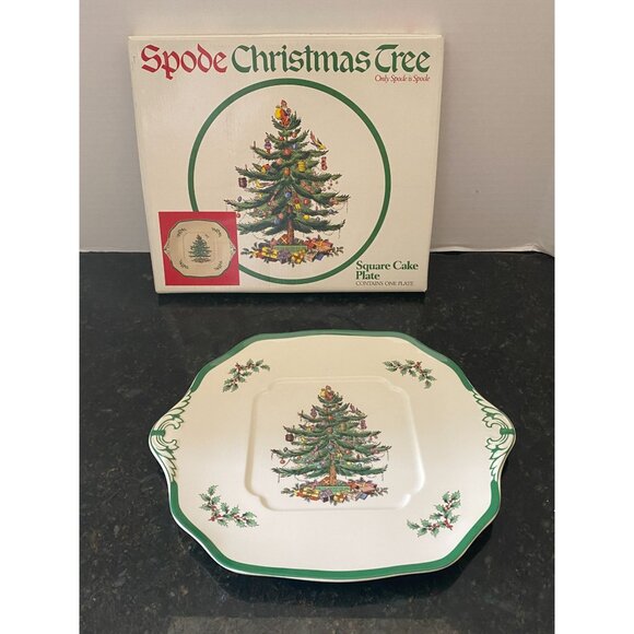 Spode Christmas Tree Square Cake Plate, S3324-U, Box Included - Picture 1 of 10